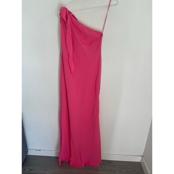 MANGO Asymmetric Minimalist Bow One Shoulder Maxi Dress Size XL - Picture 1 of 9